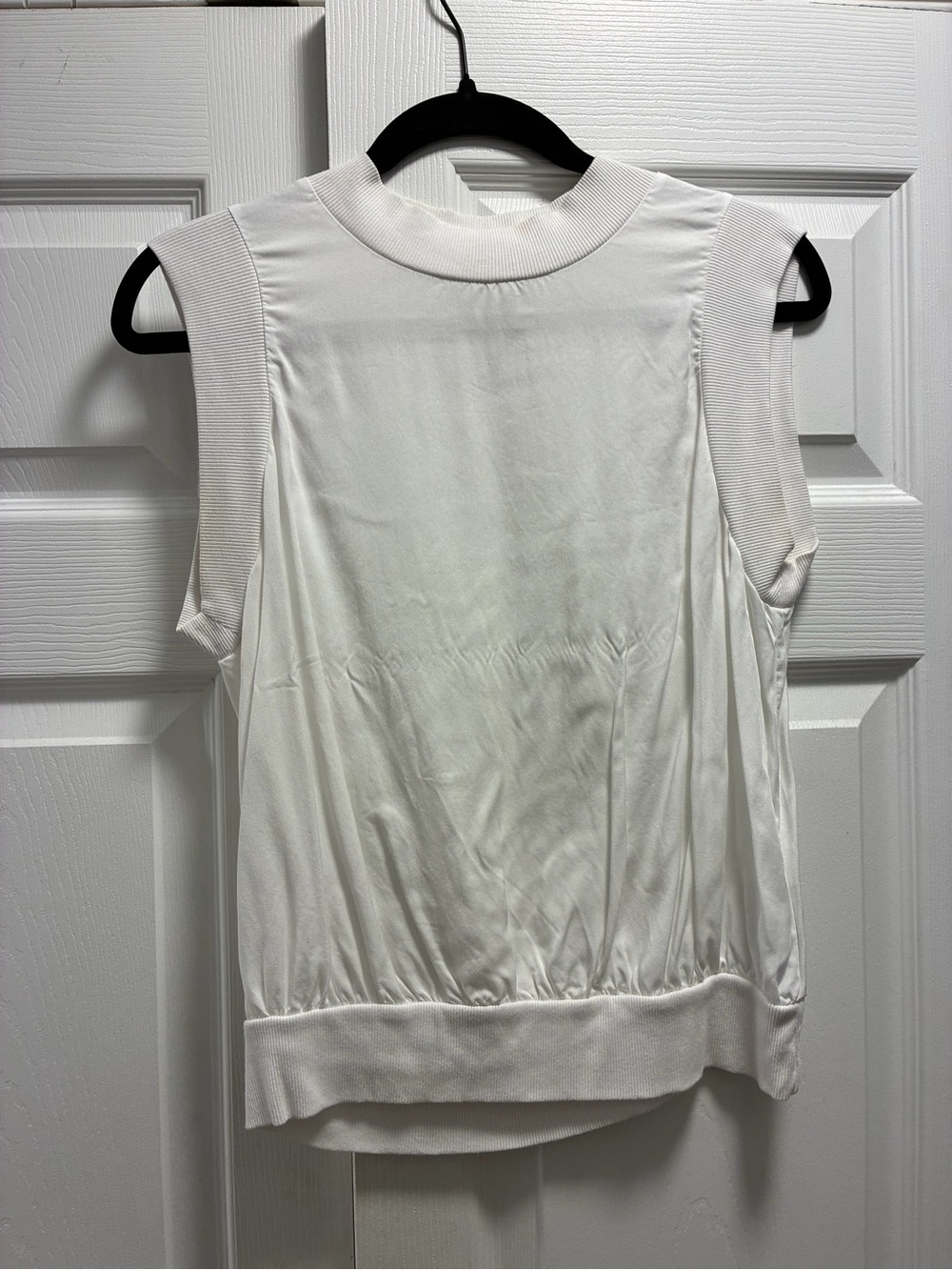 Stateside White Sleeveless Knit-Trim Tank